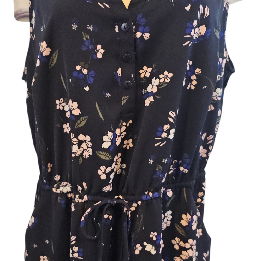 41 Hawthorne Size 2X Floral Dress Blue Claira Tie Waist - Picture 2 of 9